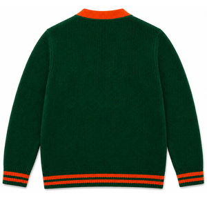 FAMU Custom Green & Orange Acrylic Knit Varsity <b>Cardigan</b> <b>Sweater</b> Chenille Lettering Unisex Sorority Letterman <b>Cardigan</b> - Product Image 2