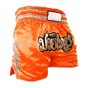 Shorts de boxe Muay Thai MMA en tissu satiné noir respirant à séchage rapide 100% polyester, logo personnalisé, vente en gros - Product Image 2