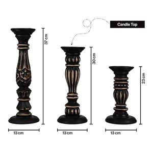 Porte-bougie en bois vintage fait main, support de bougie sculpté pour la décoration de la maison, les mariages et Noël - Product Image 3
