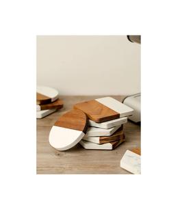 Juego de posavasos artesanales de madera y mármol para decoración de mesa de comedor de lujo, accesorios de protección para bebidas resistentes al calor - Product Image 1