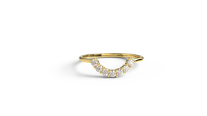 Luxury 18K Gold Curved Natural Diamond <b>Ring</b> 7 Stone Contoured Wedding Band Dainty Arch <b>Stacking</b> Light-Weight <b>Rings</b> Fine Jewelry - Product Image 1