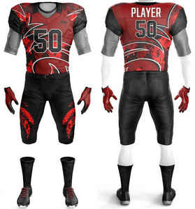 Prix de gros Qualité unique Uniforme de football américain personnalisé Blanc Rouge Col en V Manches courtes - Product Image 3