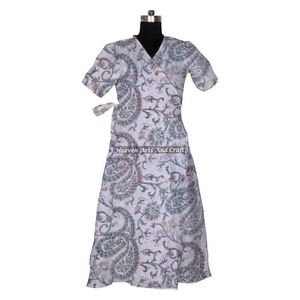 100% Cotton Handmade Floral Print Kimono Robe Women Long Bohemian <b>Hippie</b> Bathrobe Kimono Dress Ethnic Gown Tops Floral Printed - Product Image 3