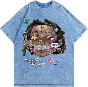OEM High-Quality Stone Wash Distressed Oversized Tee 100% Breathable Cotton Custom Size dtg printing t <b>shirts</b> - Product Image 3