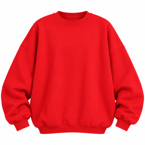 Custom Red Womens Oversized Drop Shoulder Crewneck Sweatshirt Wholesale Private Label Bulk Supplier USA <b>UK</b> Europe Fashion - Product Image 1