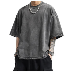 Custom Oversized <b>Tshirt</b> Heavyweight Heavy Acid Wash T-shirt for Men Wholesale - Product Image 2