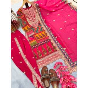 Conjunto 2XL Party Wear Fancy Look Top Dupatta & Dhoti - Product Image 3