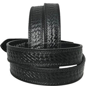 Ceinture en cuir pleine fleur personnalisée, style western, avec motif de panier ondulé, design artisanal, ceinture en cuir avec boucle à ardillon simple en laiton - Product Image 5