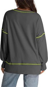 Sweat-shirts chauds d'hiver pour femmes, vêtements de sport décontractés avec logo, hauts amples noirs / pull - Product Image 3