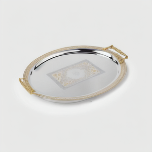 Bandeja Rectangular de Lujo Nórdica para Servir Alimentos, Decorativa para Hogar/Restaurante, de Acero Inoxidable 201 con Asas Doradas/Plateadas - Product Image 4