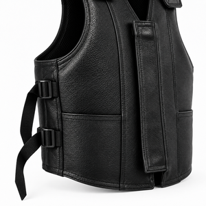 Gilet d'équitation en cuir de vache véritable, protection contre les chocs pour la pratique du rodéo, gilet en cuir pour l'équitation de style western. - Product Image 3