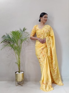 Premium Handwork Designer Party Wear Saree Collection Seda adornada con hermoso borde Encaje Trabajo Ropa India pakistaní - Product Image 6