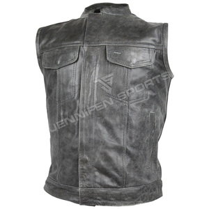 Gilets de moto en cuir pour hommes, style classique antique, gilets de motard en cuir de bonne qualité, gilets en cuir de qualité fabriqués au Pakistan - Product Image 2