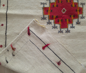 Tapis noué à la main de luxe marocain en laine orange et blanche, rembourré, résistant aux taches, antidérapant, pour prière, salon, hôtel, lavable à la main - Product Image 4