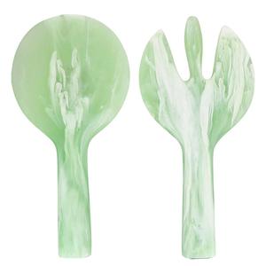 Ensemble de service à salade en résine bleu marine effet marbre avec cuillère et fourchette pour cuisine moderne, table à manger et usage en restaurant - Product Image 2