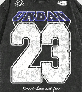 T-shirt à manches courtes pour homme Street Life avec logo graphique numérique et slogan imprimé, 100% coton 220g, délavage acide, coupe classique, style urbain - Product Image 4