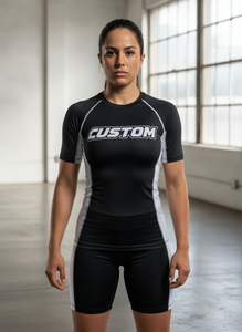 Women's Short Sleeve Rash Guard <b>Shirt</b> <b>Black</b> Quick Dry <b>Compression</b> Fit Spandex Polyester Sport Top Premium Quality - Product Image 6