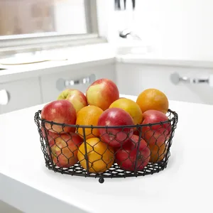 Modern Metal Wire Basket 11 in D x 4.25 in H Decorative <b>Storage</b> Organizer for Home Kitchen Use - Product Image 1