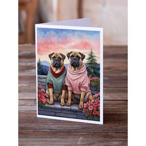 Bullmastiff Dos corazones A7 Tarjetas de felicitación Paquete de 8 tarjetas de notas en blanco caprichosas con sobres Tamaño 5x7 - Product Image 2