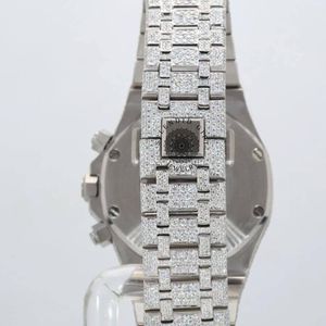 Montre de luxe en diamant, bracelet en argent moissanite, cristal saphir, fermoir caché, mouvement à quartz ETA analogique, unisexe, 15 mm, résistante à l'eau - Product Image 2