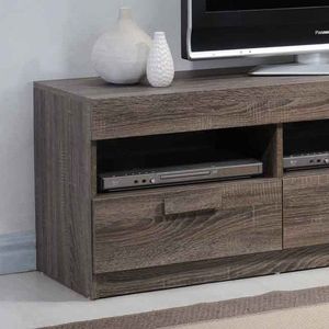 Rustico rovere TV Stand elegante arredamento per la casa con impiallacciatura di legno naturale durevole ed elegante mobili - Product Image 4
