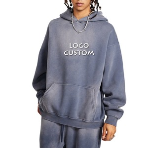 Fabricant de sweats à capuche personnalisés avec logo, coupe oversize à épaules tombantes, style boxy, faible MOQ, 100% coton molletonné, impression, broderie, effets de lavage - Product Image 2
