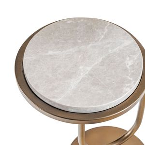 Modern White <b>Marble</b> Top <b>Nesting</b> Side <b>Table</b> With Brass Metal Frame Contemporary Living Room Furniture - Product Image 3