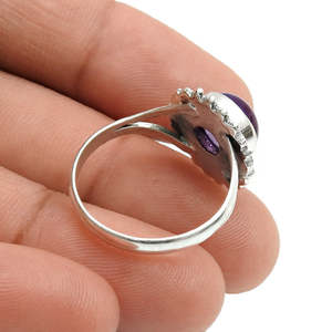 Natural Round Shape Amethyst Gemstone <b>Ring</b> <b>Crafted</b> From 925 Sterling Silver Handmade Bohemian <b>Rings</b> Bulk Wholesale Lot Jewelry - Product Image 3
