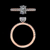 Anillo de Compromiso de Lujo con Diamante Cultivado en Laboratorio Ovalado de 1.39ct, Certificado IGI, LAX DIORE JEWELS, Oro Rosa Sólido de 14K/18K, Anillo con Halo Oculto