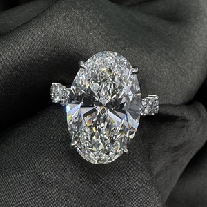 Anillo de Diamantes Cultivados en Laboratorio, Ovalados, de 10 Quilates, 10.82 Quilates en Total, Platino PT950, Anillo de Compromiso de Lujo con Gemas Laterales Marquise y Redondas - Product Image 2