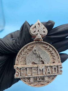 Self Made Coin Pendant Iced Out Hip Hop Bling Necklace Luxury Diamond Look Statement Jewelry Gift - Product Image 6