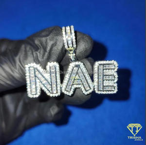 จี้ตัวอักษร "NAE" แบบ Iced Out เครื่องประดับฮิปฮอปสั่งทำพิเศษ สร้อยคอเพชรโมอิสซาไนต์ พร้อมสร้อยเทนนิส ของขวัญ - Product Image 1
