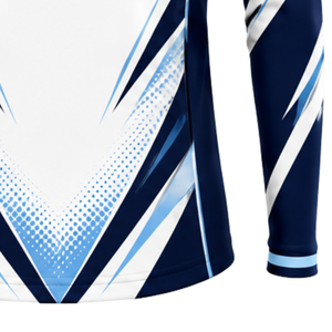 Navy Blue Light Blue White Quarter Zip Sports Shirt Long Sleeve Athletic Training Running Teamwear Custom Sportswear <b>Jersey</b> - Product Image 6
