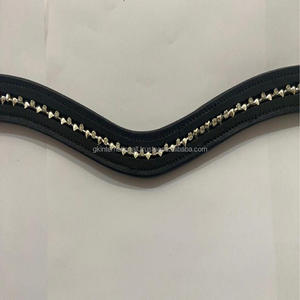 แผ่นหนังสีดำทำด้วยมือทำจากหนังสีดำประกายคริสตัลสีเงินสายรัดคิ้วม้าแบบเย็บเต็มและบุนวมทุกขนาด - Product Image 3