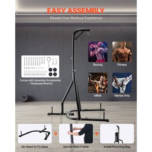 Supporto per Sacco da Boxe in Acciaio Resistente, Capacità 140 Libbre, Rack Autoportante per Sacco da Sabbia, Attrezzatura per Allenamento di Boxe - Product Image 4