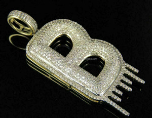 925 <b>Silver</b> Gold plated Custom Iced Alphabet Drippy Lucky <b>Initial</b> Letter fine jewelry <b>necklace</b> Moissanite Diamond Hip Hop Pendant - Product Image 6