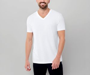 Camiseta cómoda de algodón, sencilla y elegante, para hombre, informal, con cuello en V y manga corta. - Product Image 2