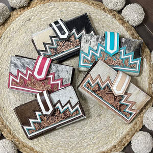 Nouveau Portefeuille en Cuir de Vachette Véritable Fait Main Style Western 2026, Pochette Florale Gravée, Élégant Porte-Cartes Organisateur Parfait pour Femme - Product Image 4