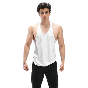 Mens <b>White</b> Racerback <b>Tank</b> <b>Top</b> Sleeveless Athletic Shirt Lightweight Casual Workout Running Gym Training Sportswear Fitted - Product Image 1
