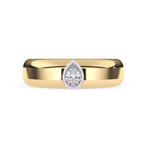 Anillo de Compromiso de Oro Rosa para Mujer con Diamante Corte Pera, Piedra Natural, Estilo Clásico - Product Image 2