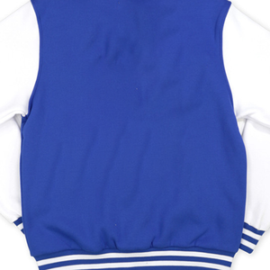 เสื้อแจ็คเก็ตวาร์ซิตี้กันลมแบบมีฮีตเตอร์บุขนแกะสีน้ำเงินขาวพรีเมียม BPS สำหรับฤดูหนาว  แบบกำหนดเองได้ พร้อมตัวอักษรเชนิลล์  แขนหนังทรงบอมเบอร์ ซิกมา - Product Image 5