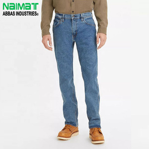 กางเกงยีนส์ผู้ชายพรีเมียมทรงคลาสสิค ฟิตปกติ สีฟ้าอ่อน ผ้ายีนส์ยืด ระบายอากาศได้ดี ผ้าฝ้าย 5 กระเป๋า สวมใส่สบายทุกวัน - Product Image 1
