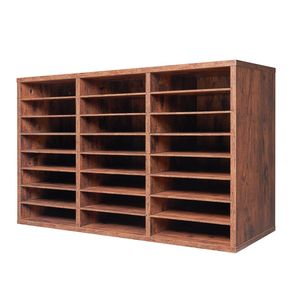 Clasificador de Correo de Madera con 24 Compartimentos, Organizador para Oficina y Hogar con Estantes Extraíbles, Porta Cartas de Tablero de Partículas - Product Image 1