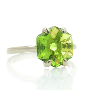 925 Sterling Silver Natural Green Hexagon <b>Peridot</b> Gemstone Stacking Fine <b>Ring</b> Minimalist Women's Fine Jewelry Wholesale Supplier - Product Image 1