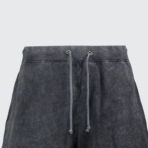 Shorts Jogger Homme Personnalisés en Molleton Français Délavé Effet Usé avec Cordon de Serrage et Motif Uni Style Décontracté - Product Image 5