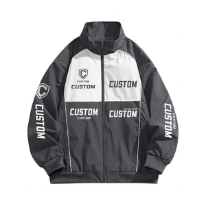 Men's Windproof Printed Varsity Stand Collar <b>Racing</b> <b>Jacket</b> Full Sleeve Zip Outerwear for Spring Autumn Motorcycle Leisure Wear - Product Image 5