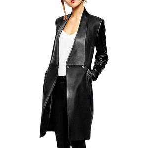 Women's Thick High Street Style Long <b>Top</b> Trending Design Custom Autumn Winter Leather Trench Coat Windproof Eco-Friendly - Product Image 3
