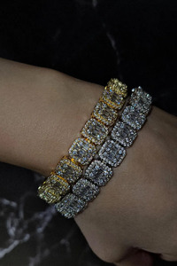 18K Gold With Moissanite Round & Baguette Diamond Studded Party Wear Bracelet For <b>Men</b> - Product Image 3