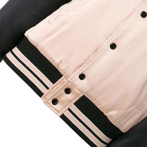 Chaqueta de bombardero negra de estilo callejero personalizada para hombre, cálida a prueba de viento para invierno con cuello levantado, tela tejida, logotipo personalizable - Product Image 2