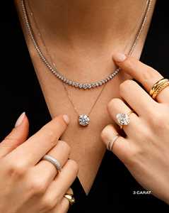 14k <b>Solid</b> <b>Gold</b> Round Lab Grown Diamond <b>Pendant</b> Necklaces Minimalist Everyday Luxury Delicate Dainty Cable Chain Charms Wholesale - Product Image 6
